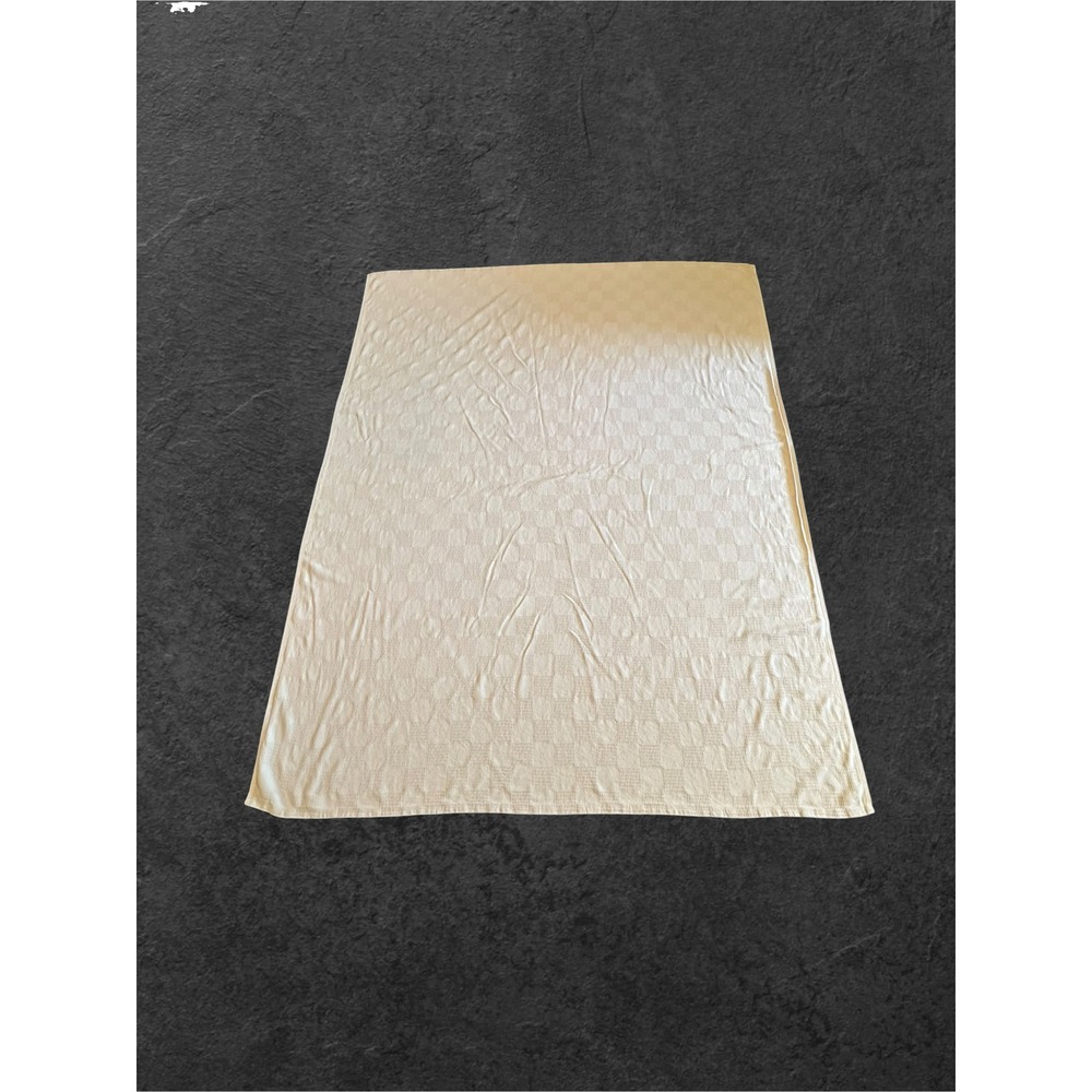 Vintage Angelica Woven Bedspread Queen 68x87 Cream/Beige Checkerboard India